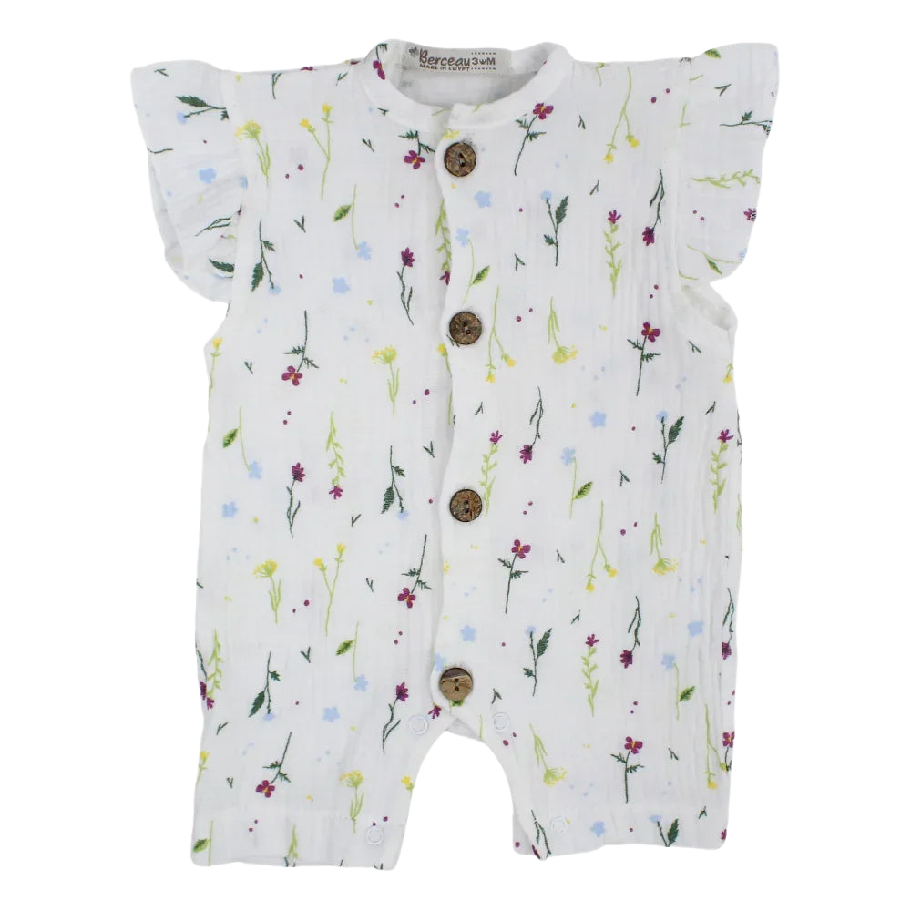 Baby Girls Cotton Romper – Floral Print