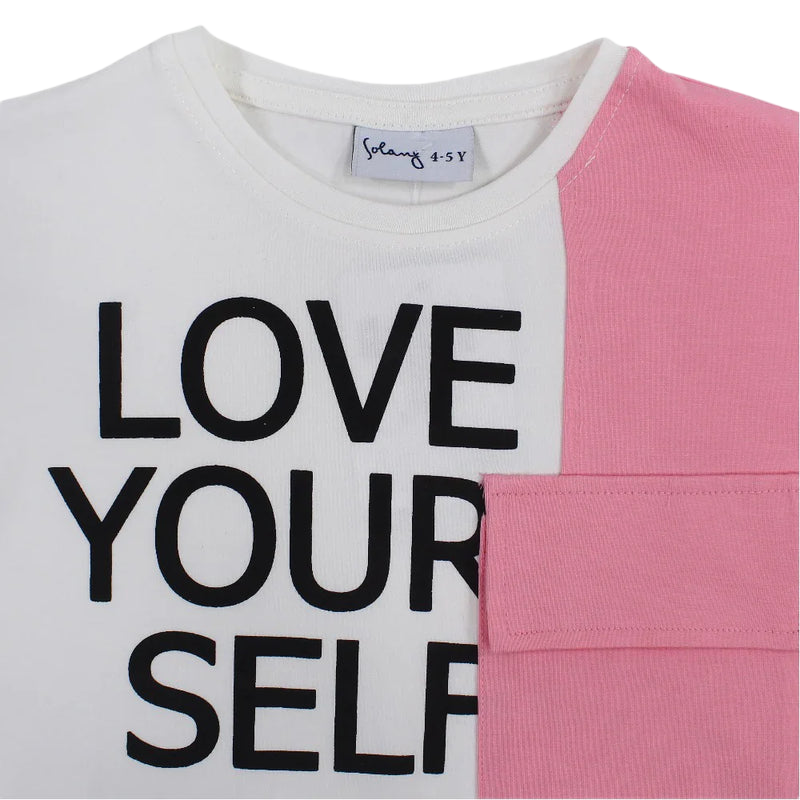 Girls Cotton T-Shirt - Love Yourself Print