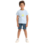 Baby Boys Cotton 2-Piece Outfit Set - Babyblue with Dino in Space