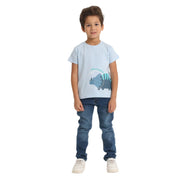 Baby Boys Short-Sleeved T-Shirt  – Babyblue Dino in Space