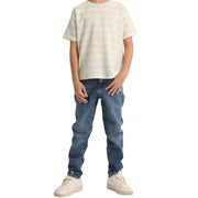 Boys Short-Sleeved T-Shirt – Grey and Yellow Striped