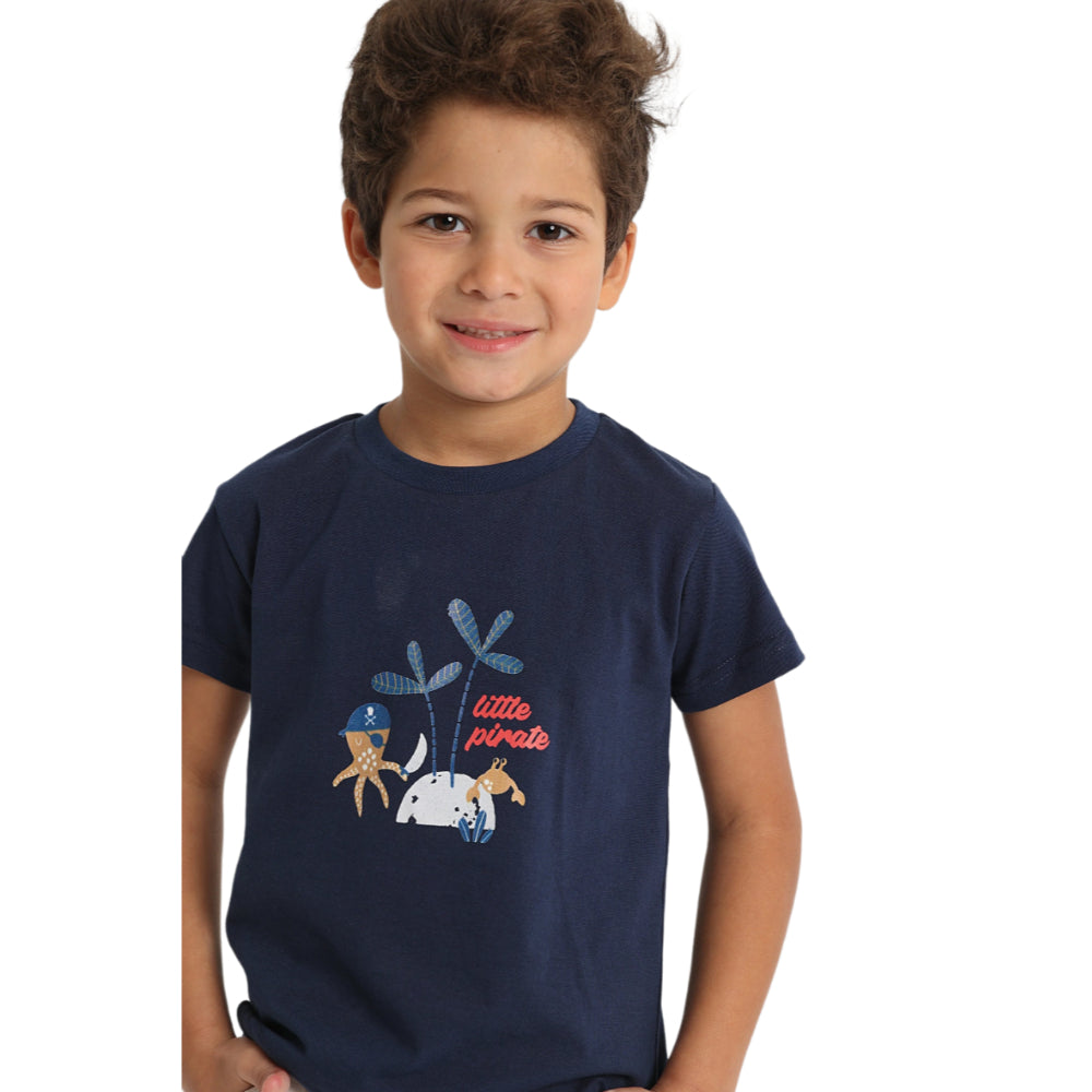 Baby Boys T-Shirt – Little Pirate (Navy)