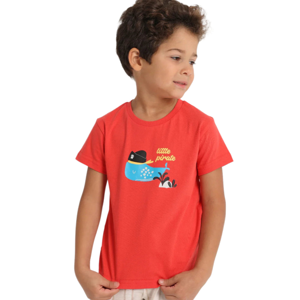 Baby Boys Short-Sleeved T-Shirt – Red Little Pirate