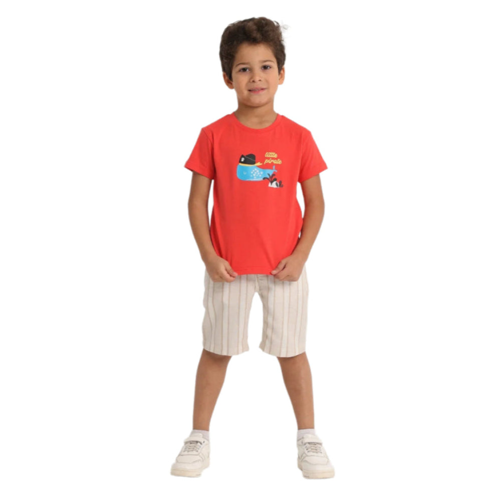 Baby Boys Short-Sleeved T-Shirt – Red Little Pirate - Clothing - Jello