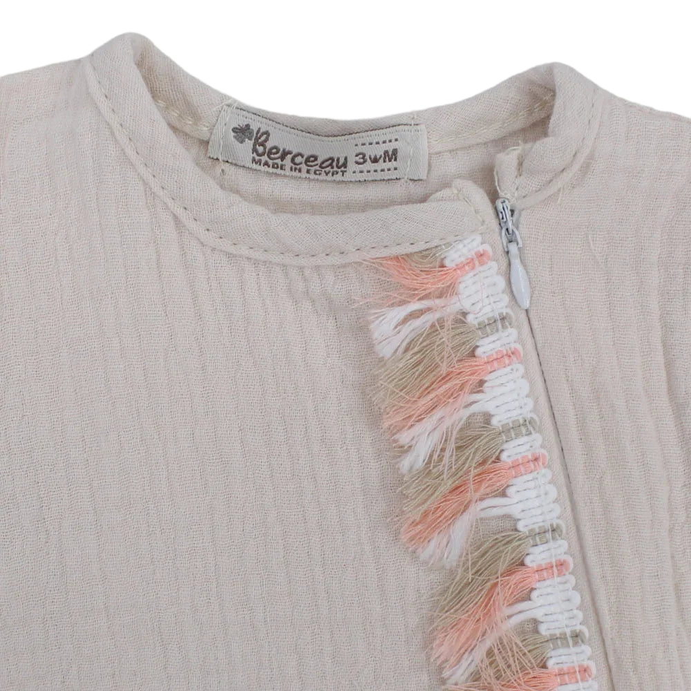 Baby Girls Linen Romper – Sleeveless with Ruffled Shoulders