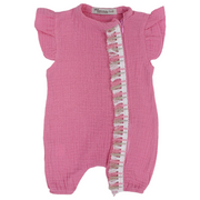 Baby Girls Linen Romper – Sleeveless with Ruffled Shoulders