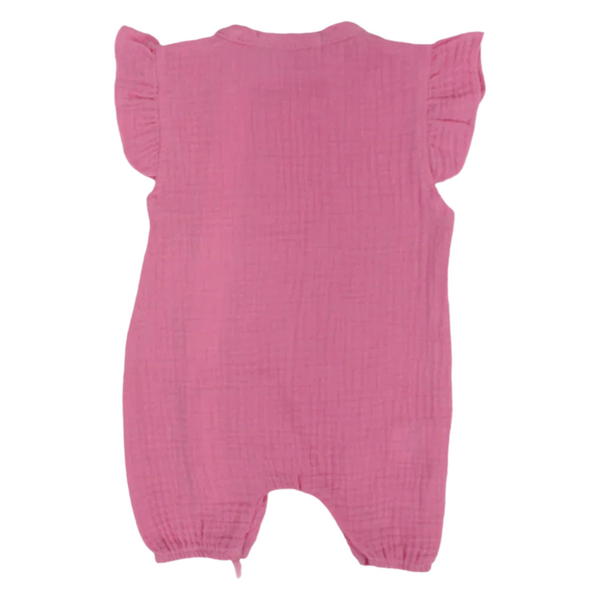 Baby Girls Linen Romper – Sleeveless with Ruffled Shoulders