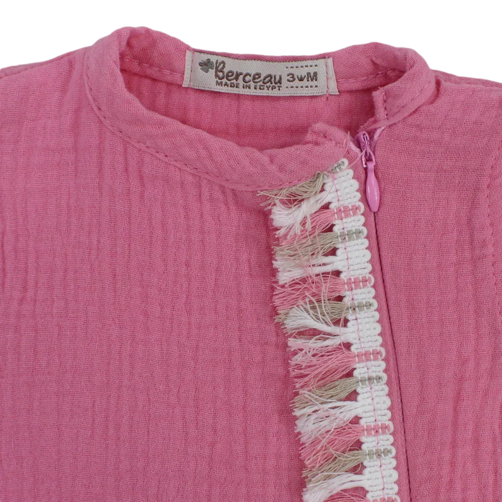 Baby Girls Linen Romper – Sleeveless with Ruffled Shoulders