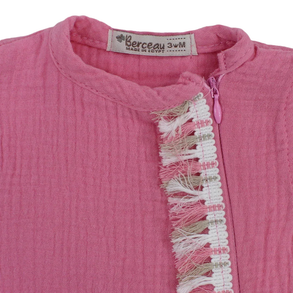 Baby Girls Linen Romper – Sleeveless with Ruffled Shoulders
