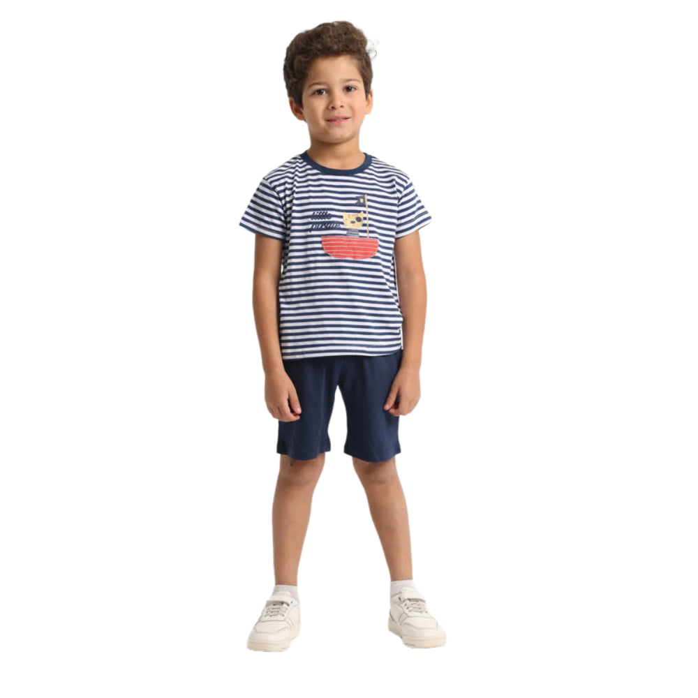 Baby Boys 2-Piece Outfit Set – Little Pirate (White/Navy)