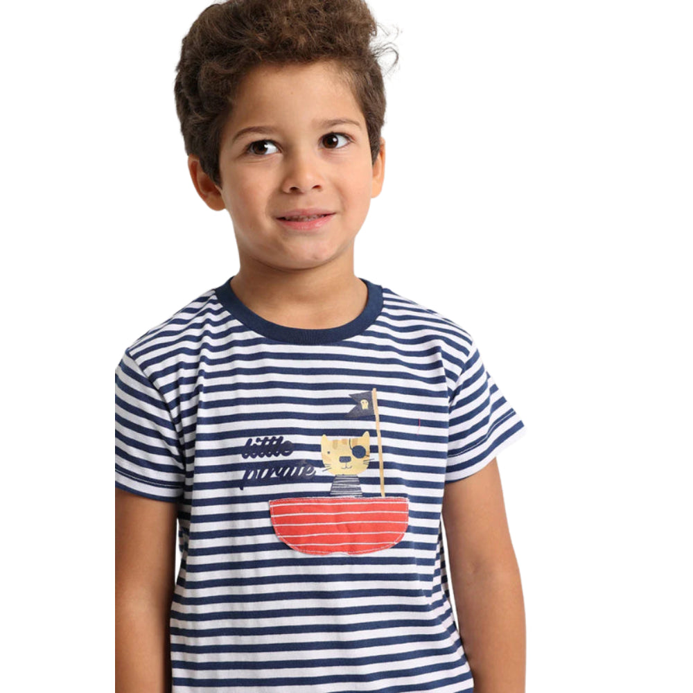 Baby Boys 2-Piece Outfit Set – Little Pirate (White/Navy)