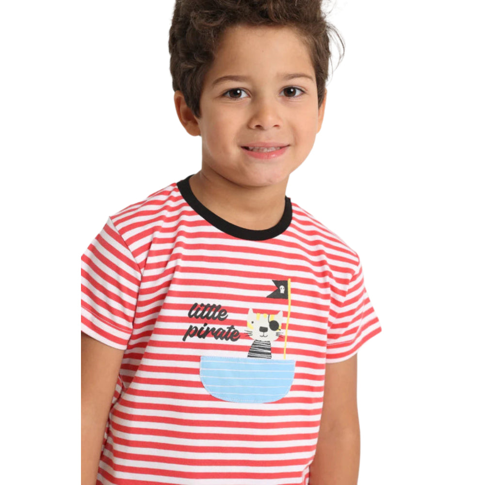 Baby Boys 2-Piece Outfit Set – Little Pirate (White/Red)