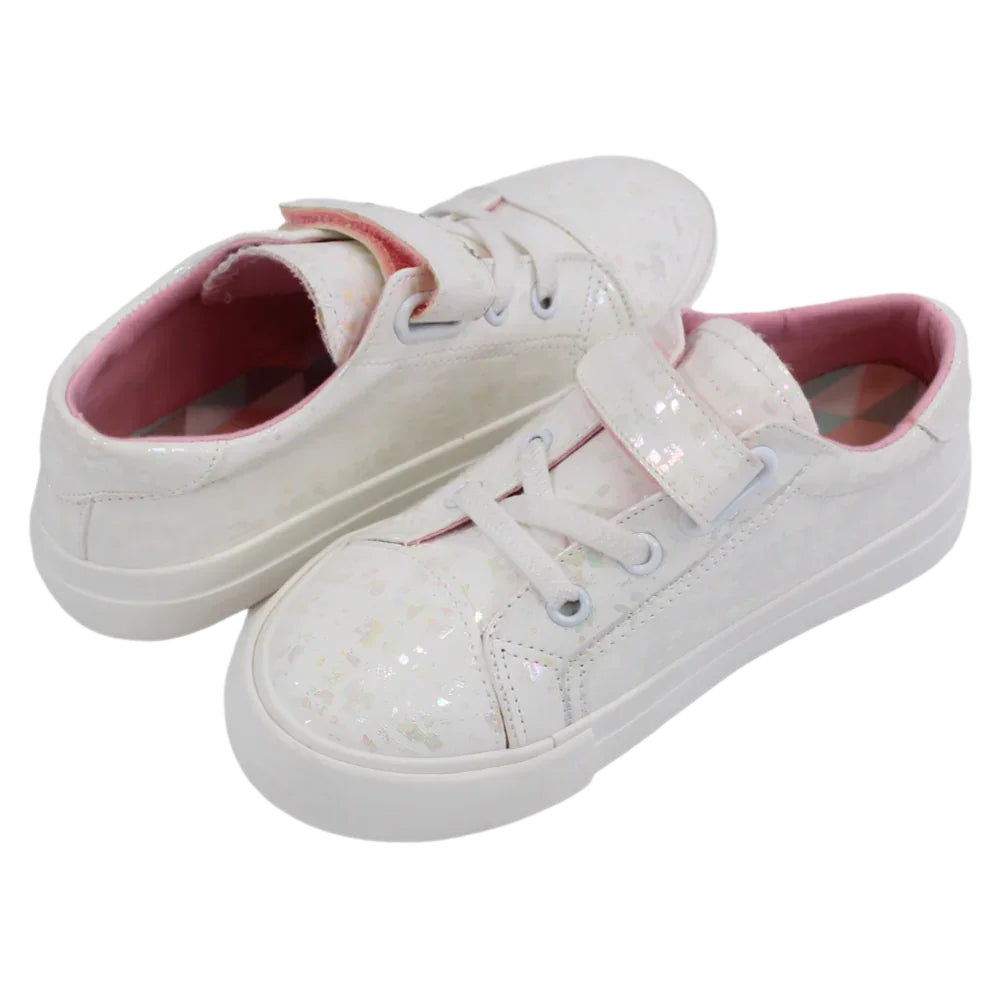 Girls Leather Sneakers – Shiny White