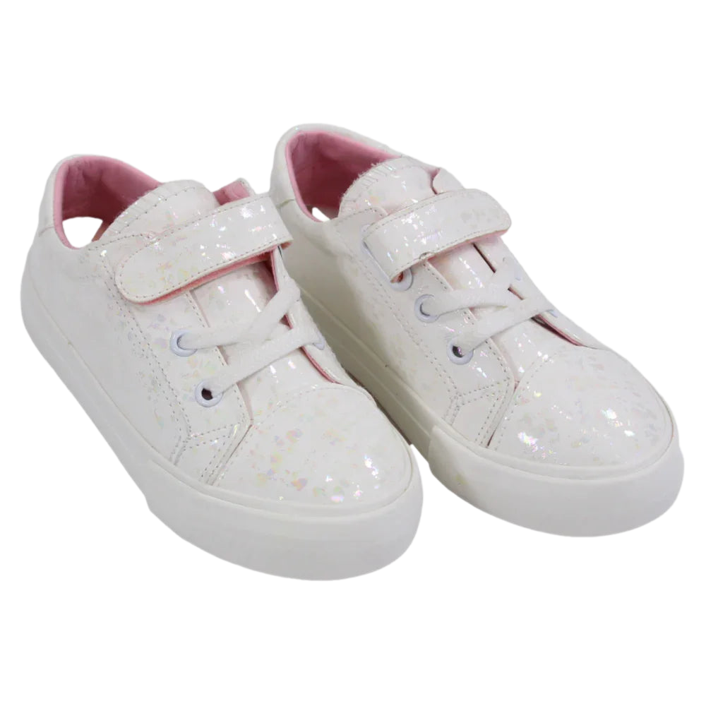 Girls Leather Sneakers – Shiny White