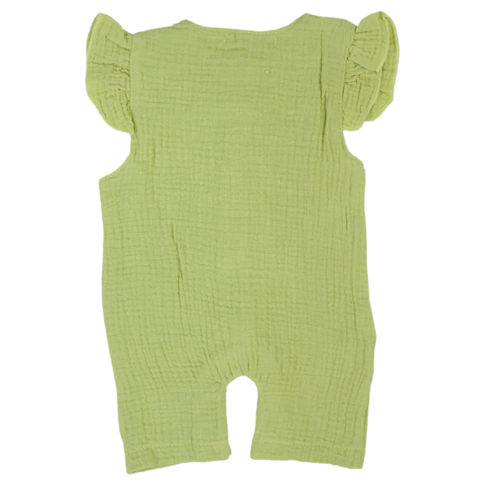 Baby Girls Cotton Romper – Wooden Button Detail