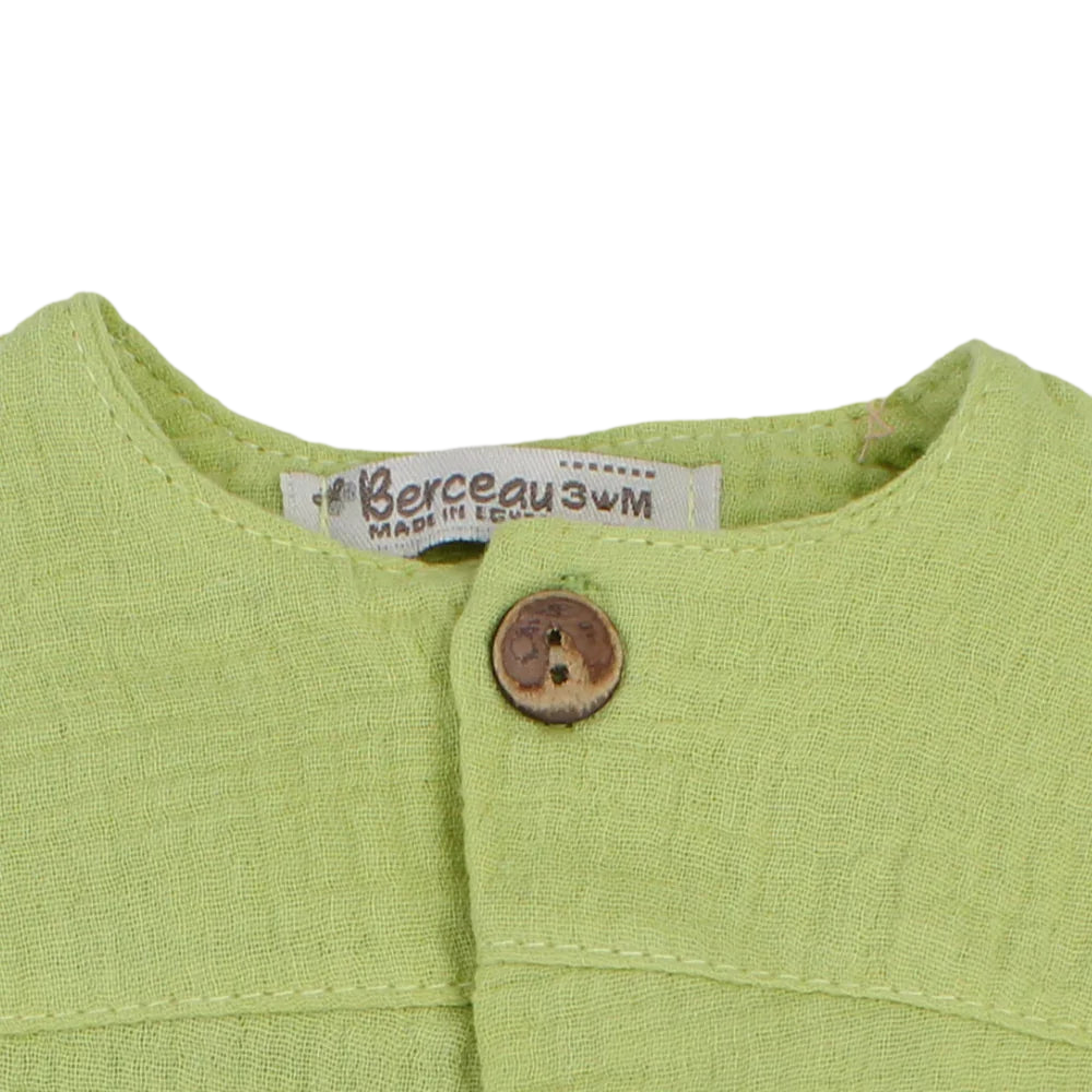 Baby Girls Cotton Romper – Wooden Button Detail