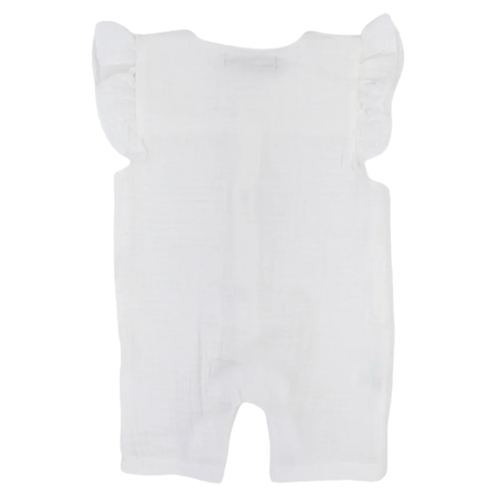 Baby Girls Cotton Romper – Wooden Button Detail