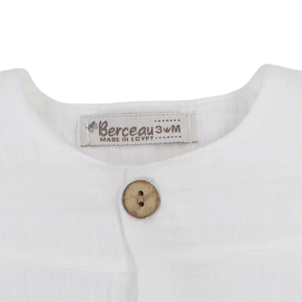 Baby Girls Cotton Romper – Wooden Button Detail