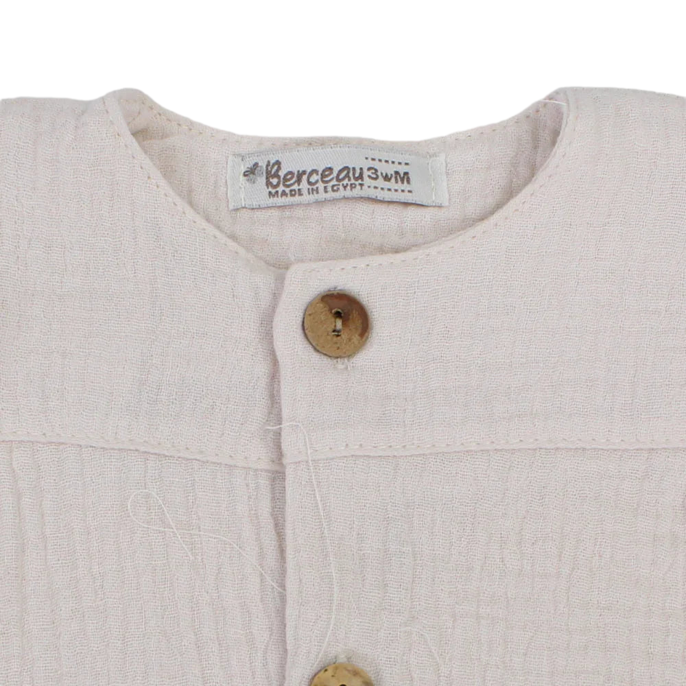 Baby Girls Cotton Romper – Wooden Button Detail