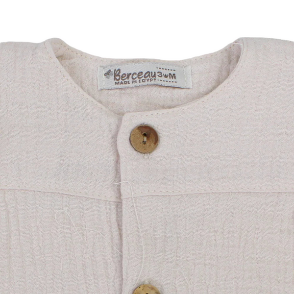 Baby Girls Cotton Romper – Wooden Button Detail