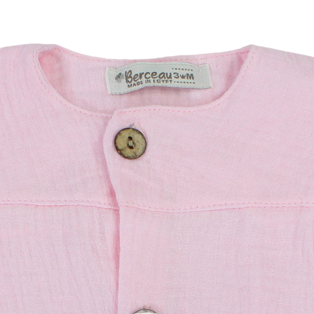 Baby Girls Cotton Romper – Wooden Button Detail