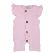 Baby Girls Cotton Romper – Wooden Button Detail