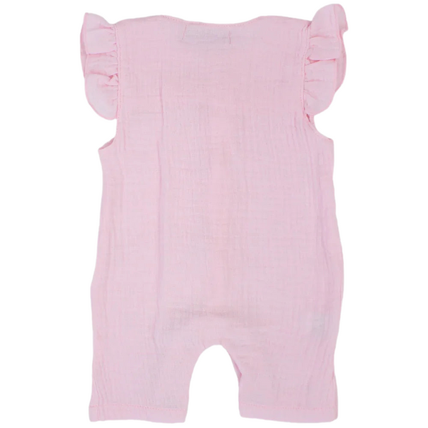 Baby Girls Cotton Romper – Wooden Button Detail