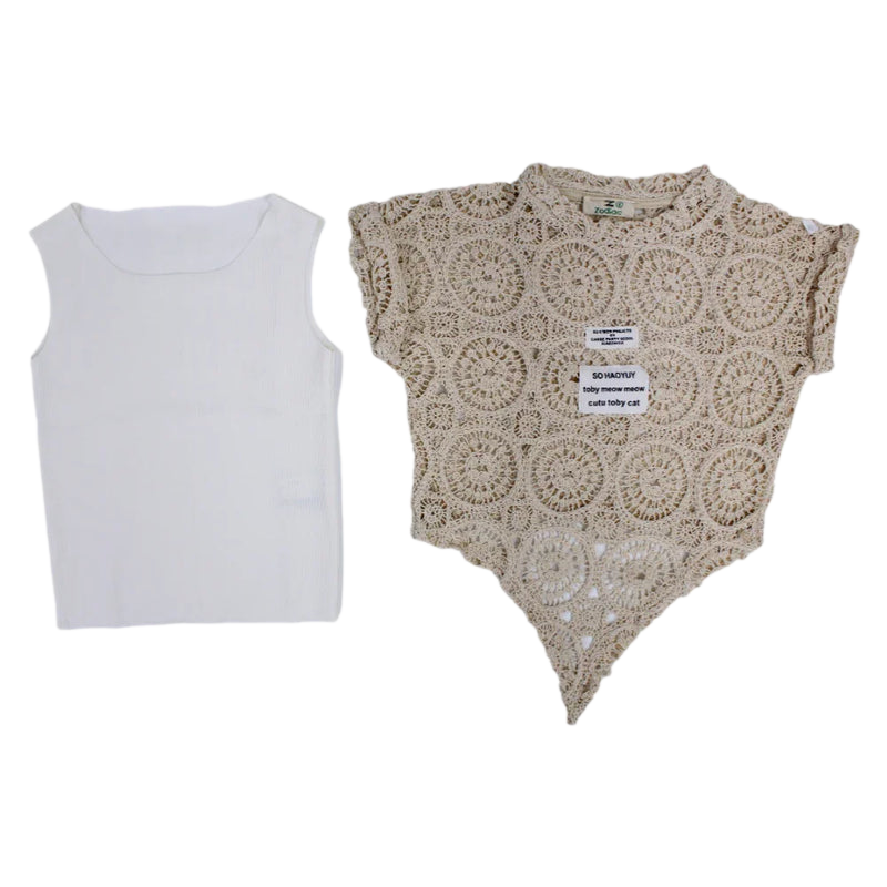 Girls Cotton Blouse with Lace Details