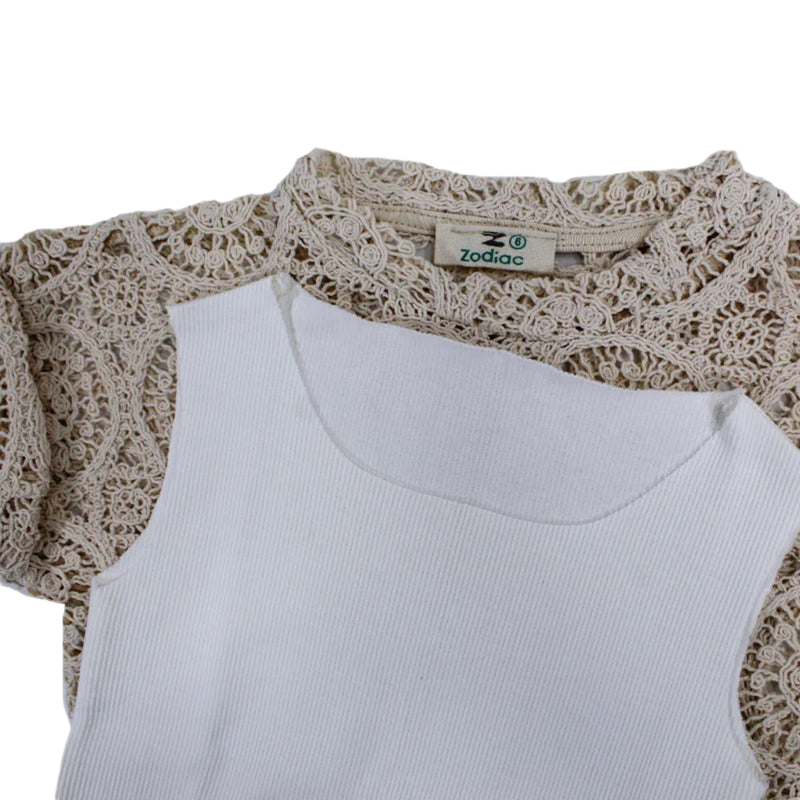 Girls Cotton Blouse with Lace Details