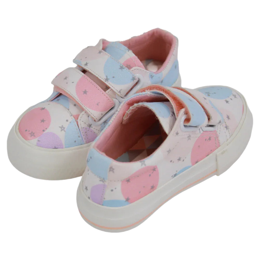 Girls' Leather Sneakers – White with Circle Design