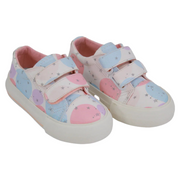 Girls' Leather Sneakers – White with Circle Design
