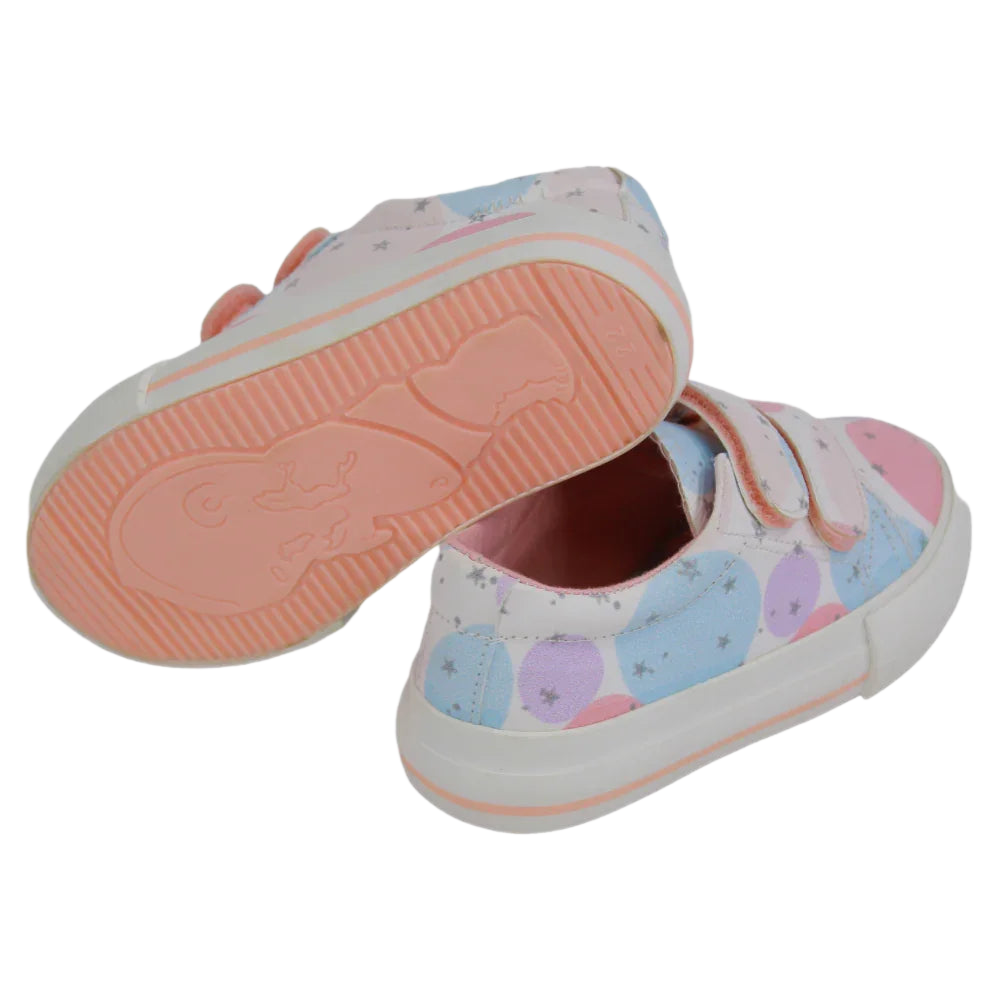 Girls' Leather Sneakers – White with Circle Design