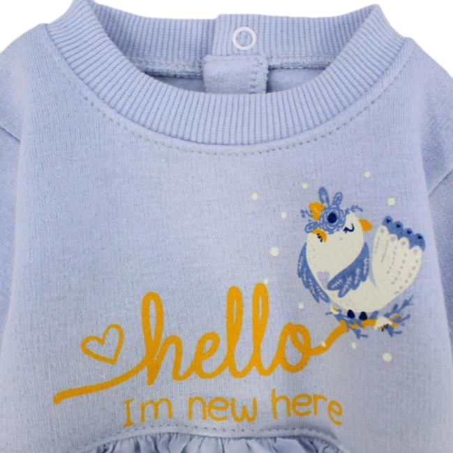 "Hello, I'm New Here" Long-Sleeved Footless Onesie
