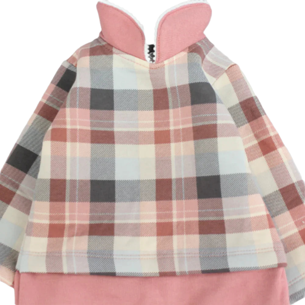 Pink Checkered Long-Sleeved Baby Footie