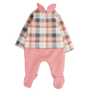 Pink Checkered Long-Sleeved Baby Footie