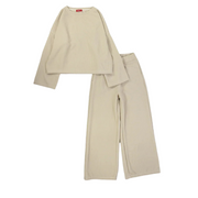 Plain Beige Long-Sleeved Fleeced Pajama