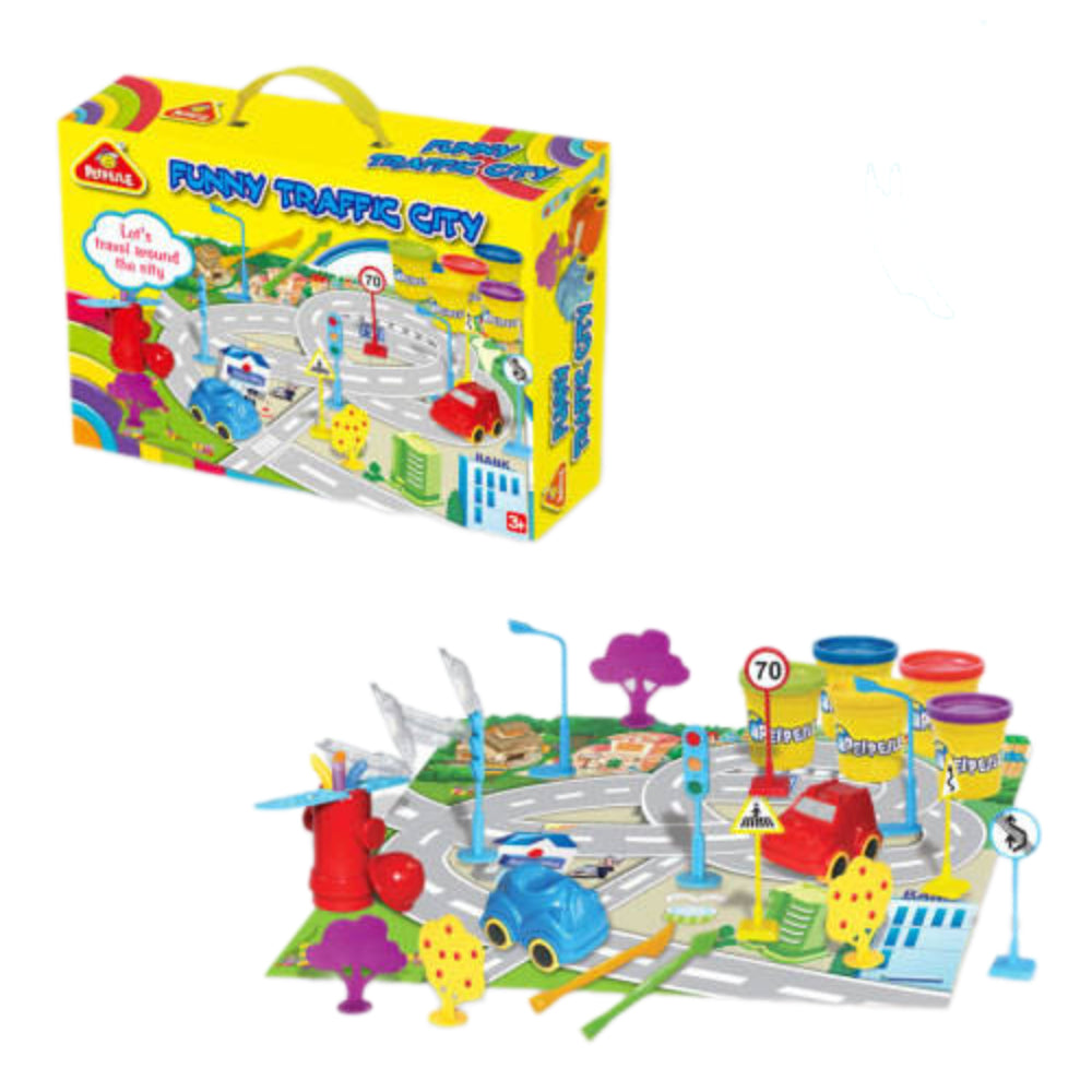 Funny Traffic City – Interactive Modeling Clay Playset for Little Drivers