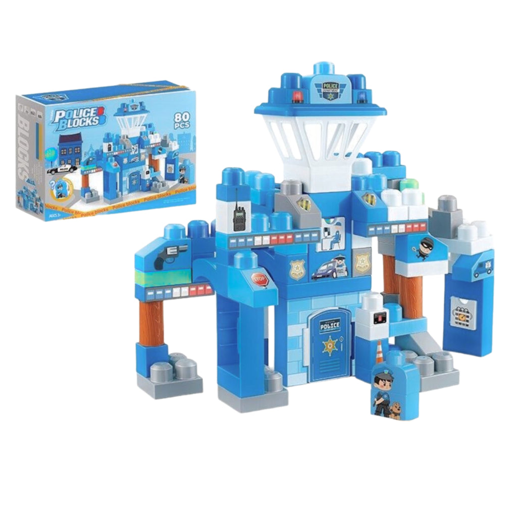 Police Station Building Blocks – 80 Pieces - Toys - OKO