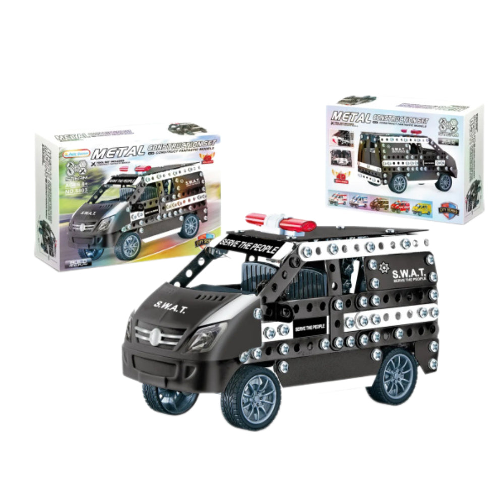 Black Ambulance Model Metal Construction Set - 314 Pcs