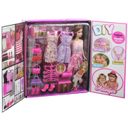 دمية فتاة أنيقة على الموضة مع فساتين وإكسسوارات 