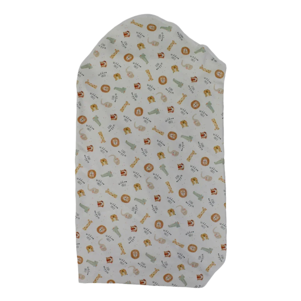 Baby Boys' Cotton Blanket – Off-White with Animal Print