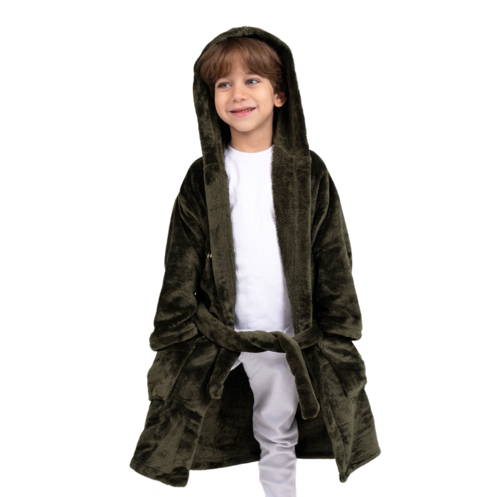 Unisex Velvet Robe - Dark Green with "Winter Wonderland" Design