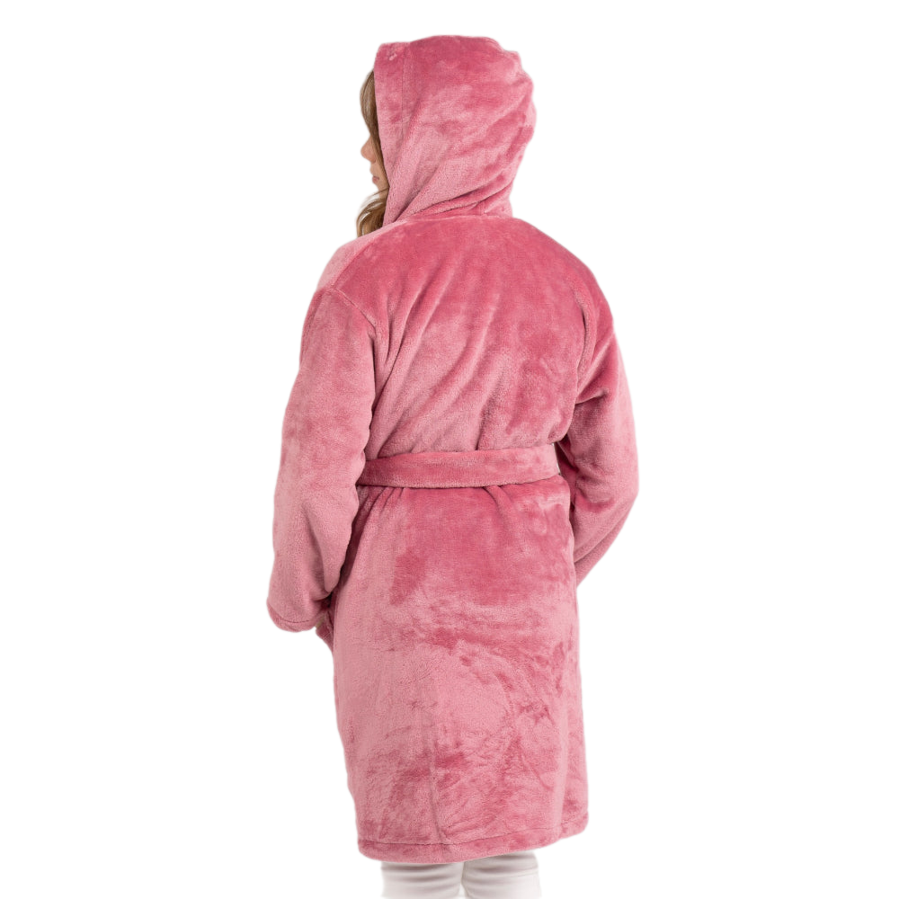 Girls Velvet Robe – Dustypink with "Love Be Kind" Design