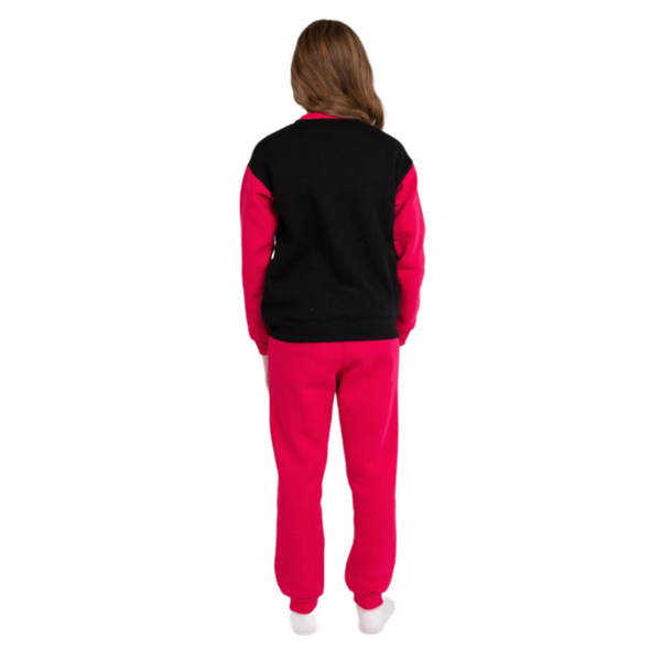 Girls Cotton Pajama Set – Black/Fuchsia with "Berry Sweet" Design