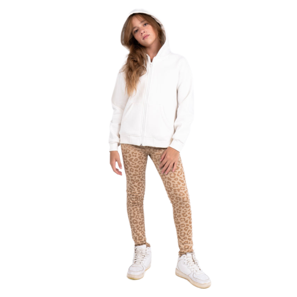 Girls Soft & Playful Leggings – Beige with Tiger Print