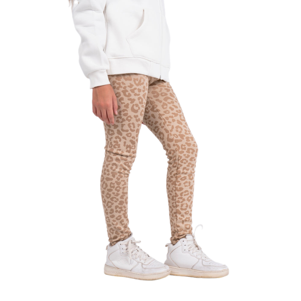 Girls Soft & Playful Leggings – Beige with Tiger Print - Clothing - Ourkids