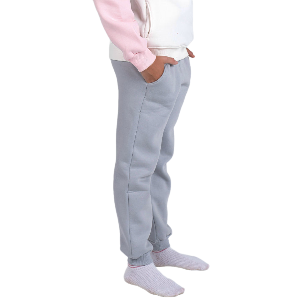 Girls Cotton Pajama Set – Offwhite/Gray with Cat Print