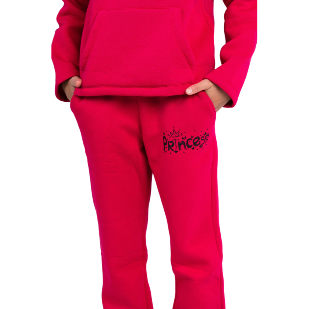 Girls Cotton Pajama Set – Fuchsia with "Princess" Print