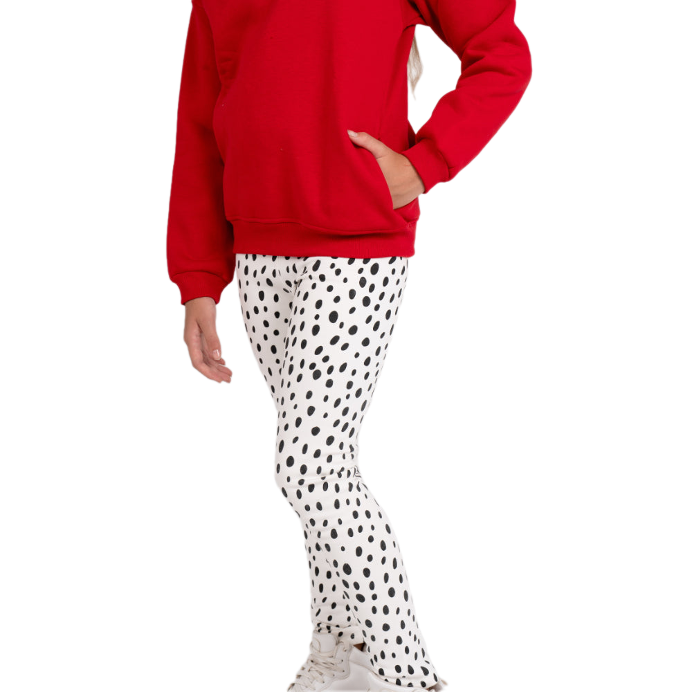 Girls Soft & Stylish Leggings – White with Dalmatian Dots - Clothing - Ourkids
