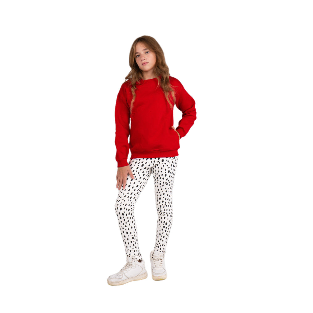 Girls Soft & Stylish Leggings – White with Dalmatian Dots